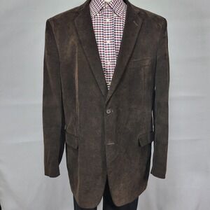 Pronto Uomo Men's Sport Coat Blazer Two Button‎ Brown Corduroy Cotton Sz 48XL